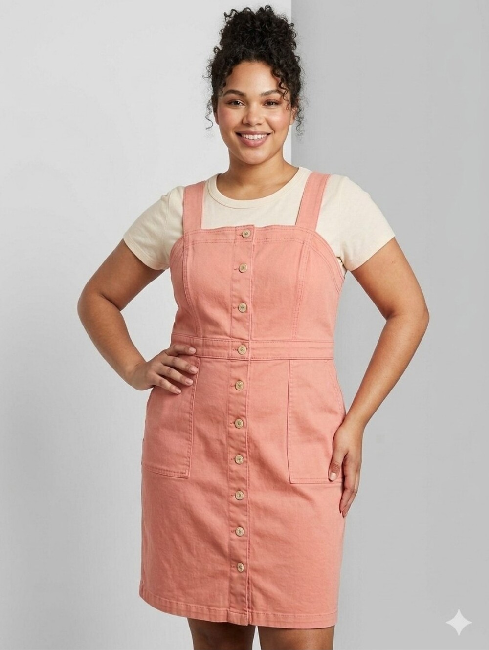 NWT Universal Thread Sleeveless #56A Button-Front Jumper Dress Sz16 P2p21 L43